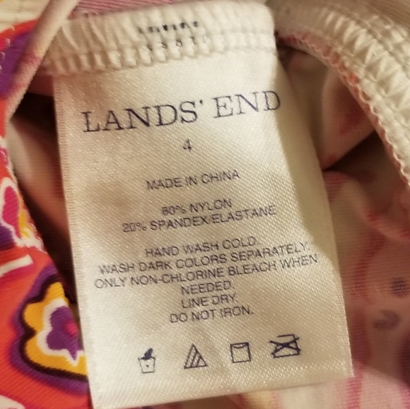 Land's End Pink Paisley V-neck Halter Swim Tankini - Picture 6 of 10